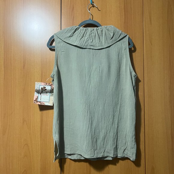 Sage Green Ruffle Button Down Blouse - Picture 2 of 4